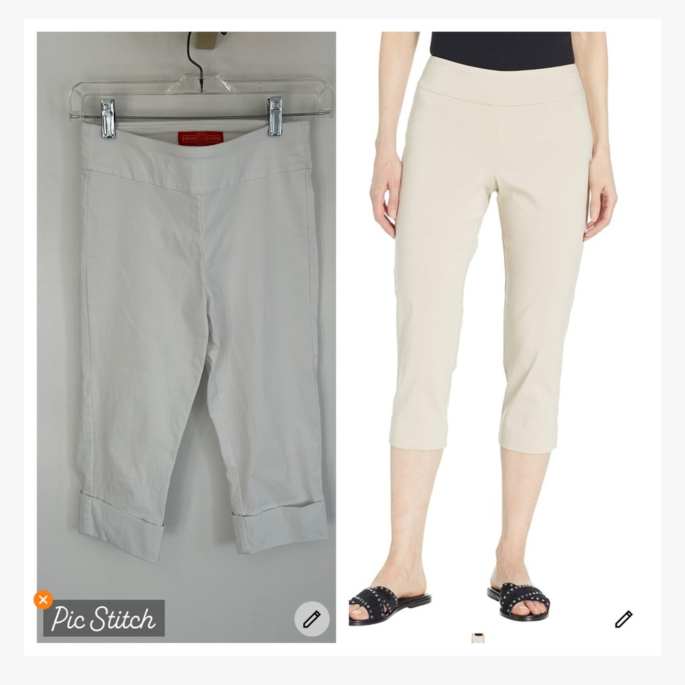 Krazy Larry White Pull On Cuffed Capri Pants